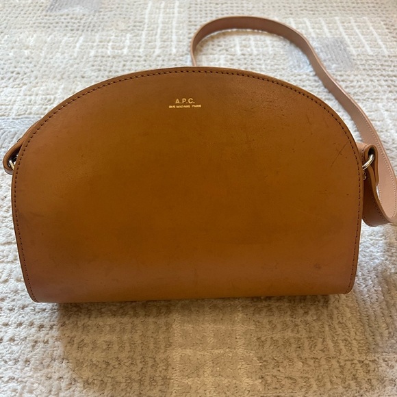 A.P.C. Demi Lune Tan Leather Crossbody Bag - Picture 2 of 8